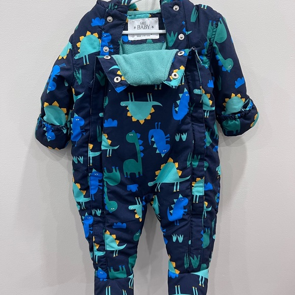 Marks & Spencer Dinosaur Print Kids One Piece Snowsuit - Picture 3 of 7
